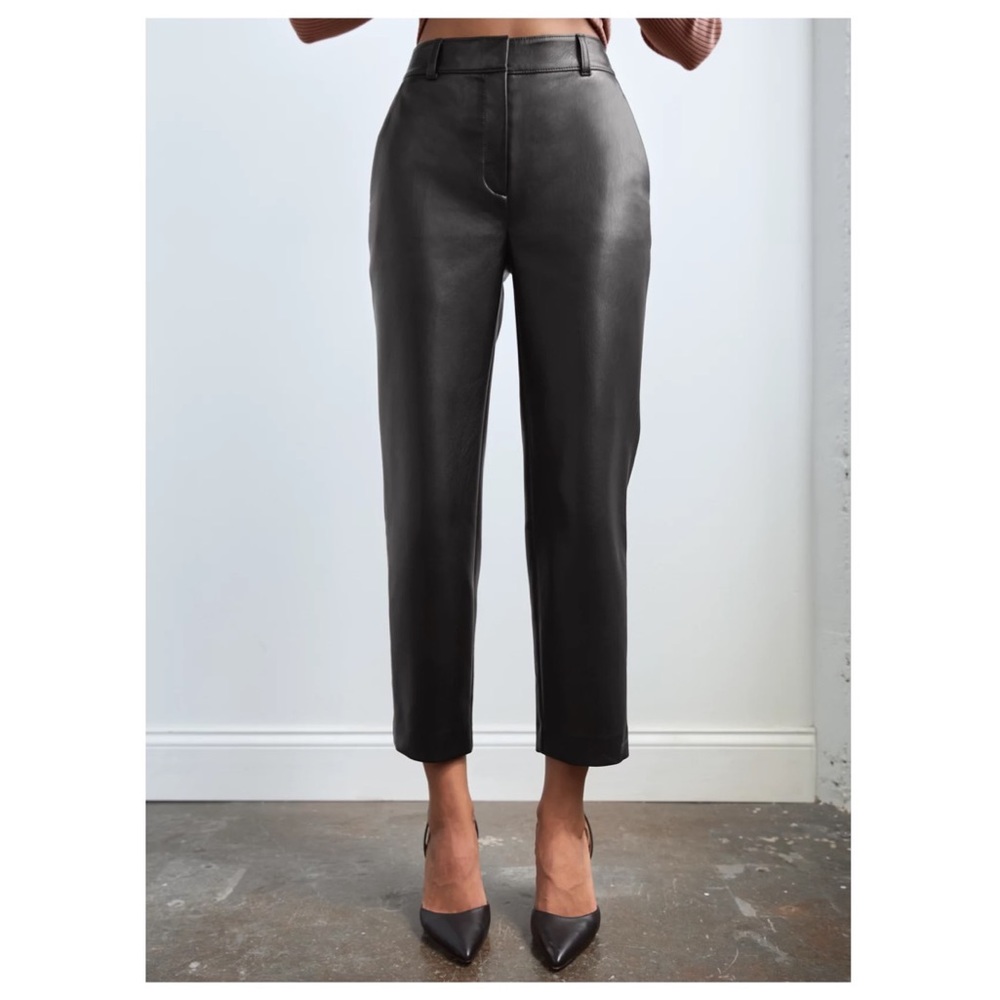 Aritzia Babaton Black Command Cropped Vegan Leather Trouser Pants Size 4